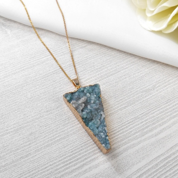 Gold Triangle Druzy Necklace - Picture 2 of 6